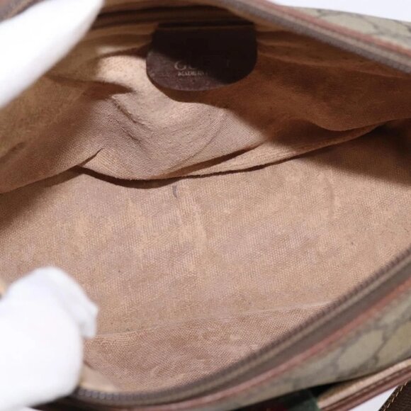 GUCCI GG Supreme Web Sherry Line Bag PVC Beige 001 754 6177 4021 Auth 148251 - Picture 13 of 16